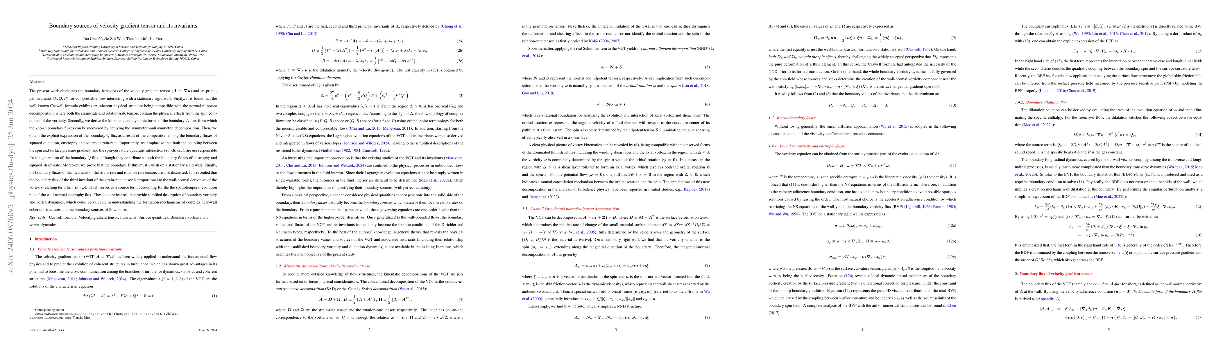 Thumbnail for Boundary sources of velocity gradient tensor and its invariants