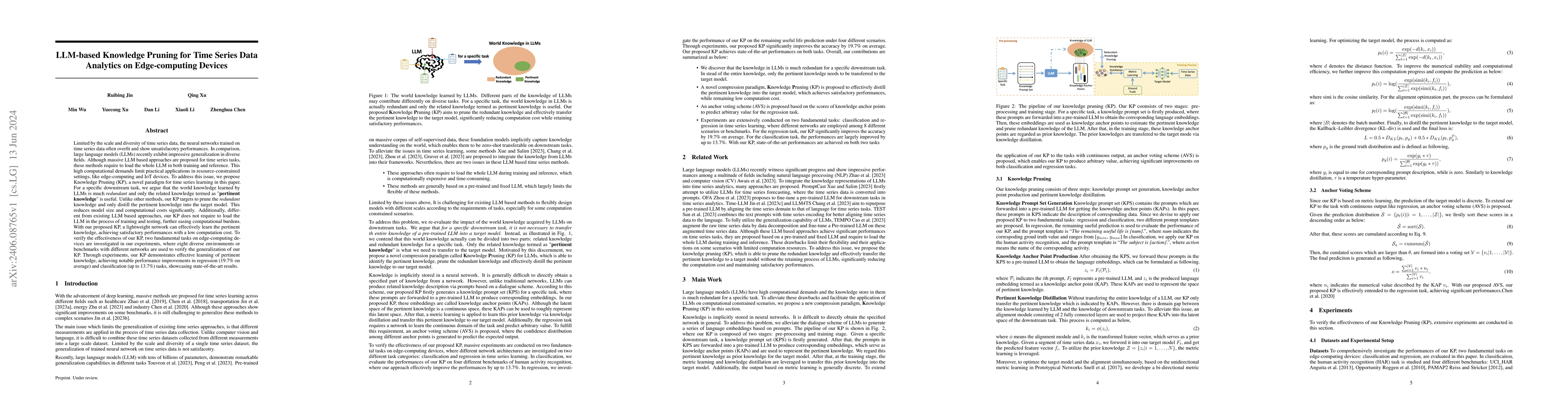 Thumbnail for LLM-based Knowledge Pruning for Time Series Data Analytics on
  Edge-computing Devices