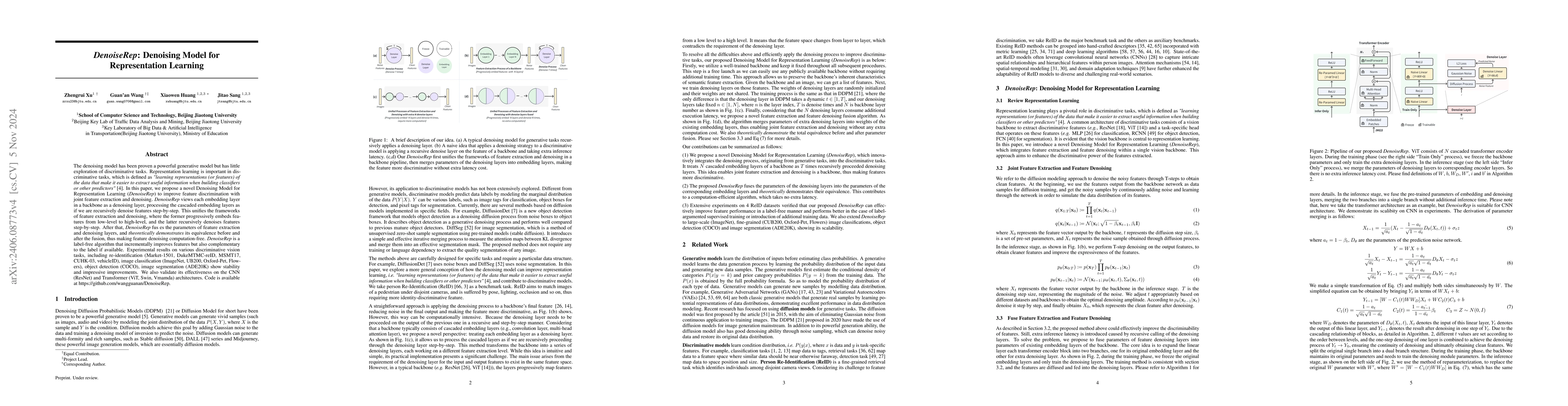 Thumbnail for DenoiseReID: Denoising Model for Representation Learning of Person
  Re-Identification