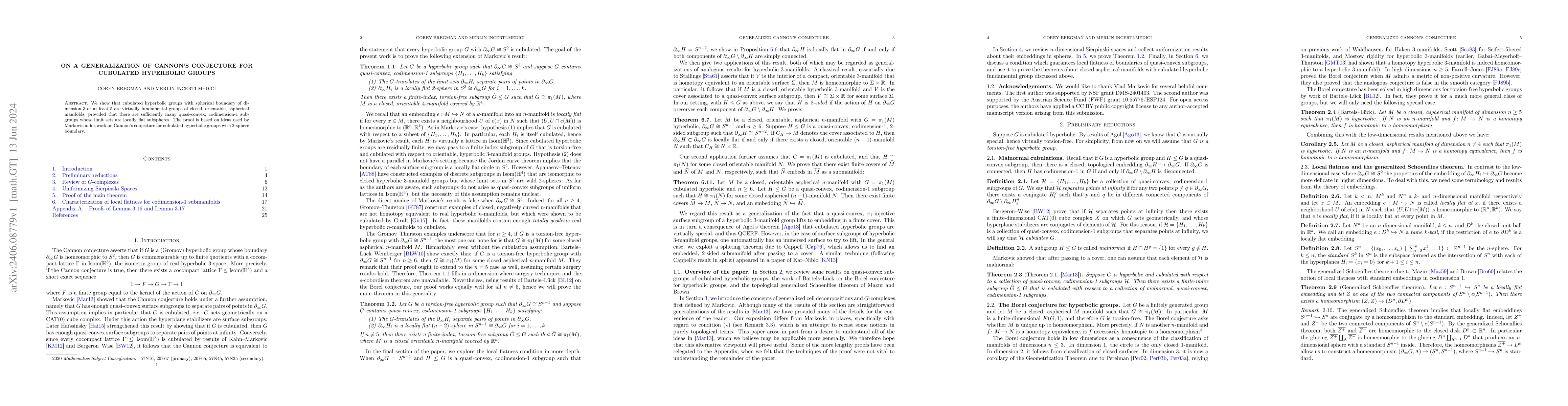 Thumbnail for On a generalization of Cannon's conjecture for cubulated hyperbolic
  groups