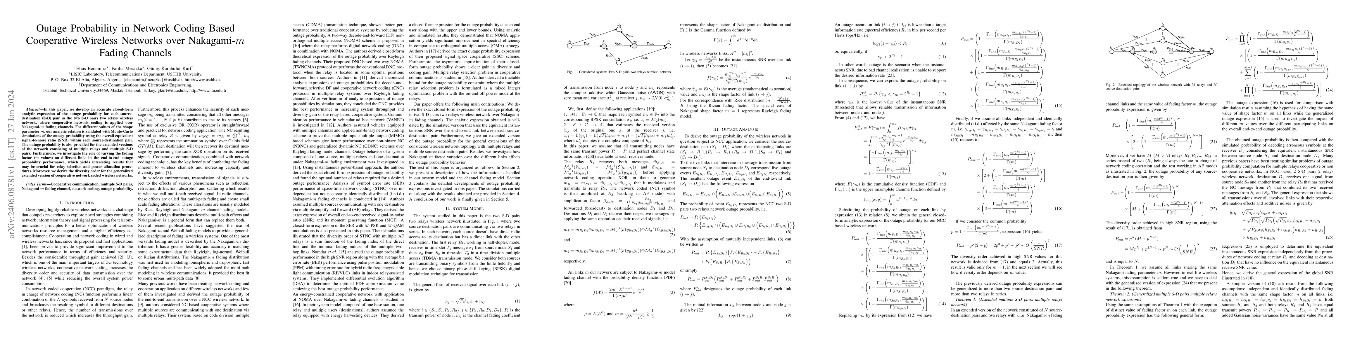 Thumbnail for Outage Probability in Network Coding Based Cooperative Wireless Networks
  over Nakagami-m Fading Channels