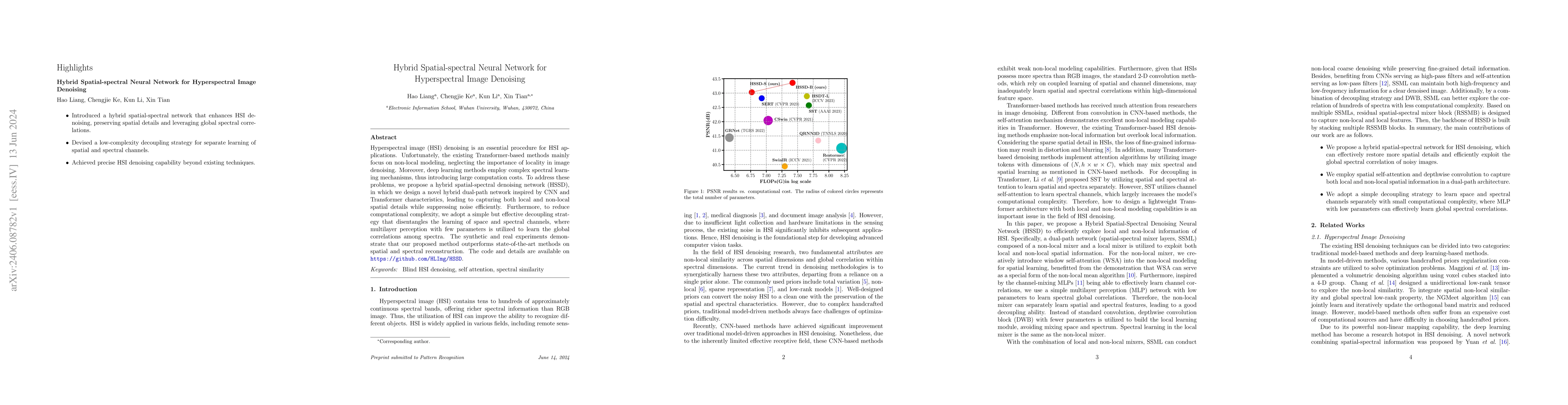 Thumbnail for Hybrid Spatial-spectral Neural Network for Hyperspectral Image Denoising