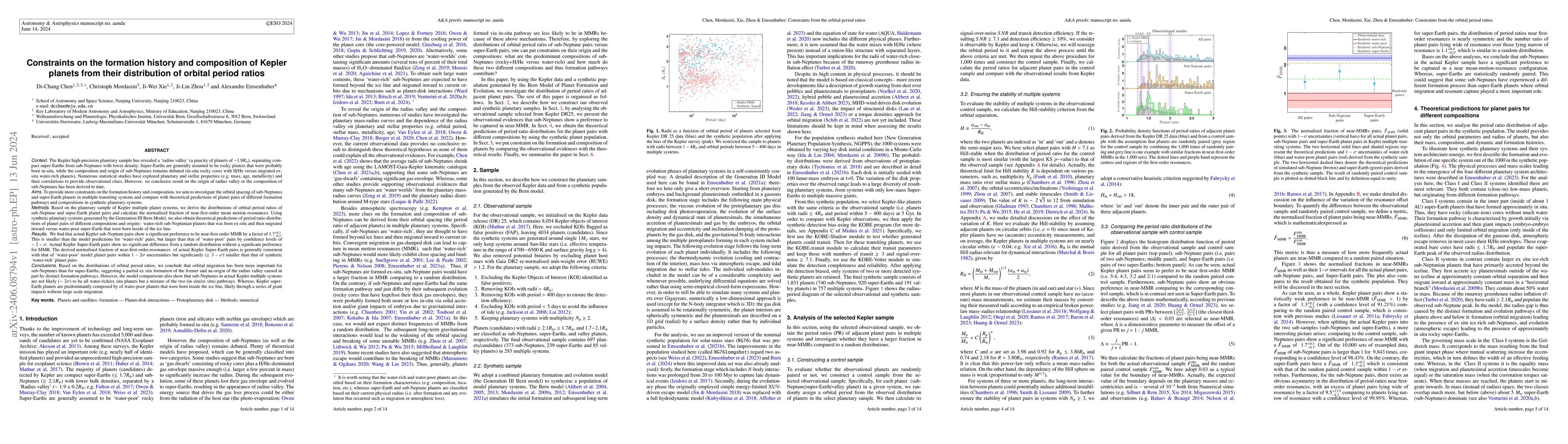 Thumbnail for Constraints on the formation history and composition of Kepler planets
  from their distribution of orbital period ratios