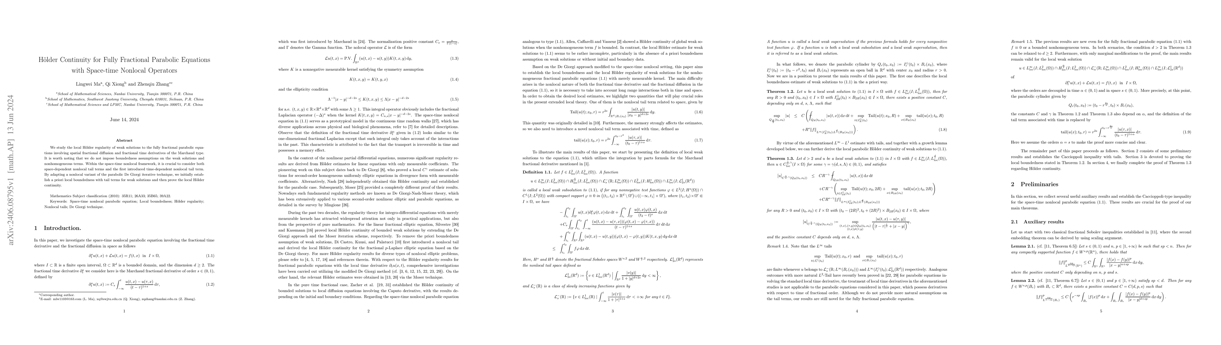 Thumbnail for H\"{o}lder Continuity for Fully Fractional Parabolic Equations with
  Space-time Nonlocal Operators