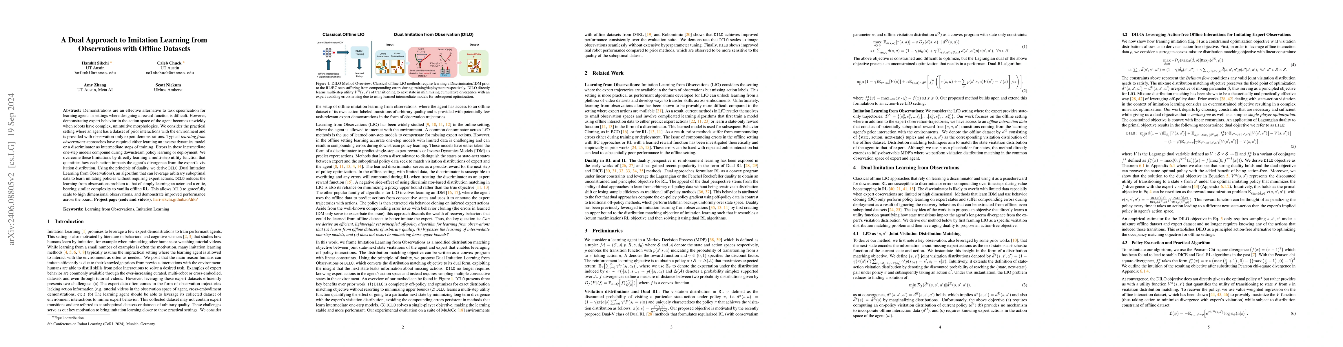 Thumbnail for A Dual Approach to Imitation Learning from Observations with Offline
  Datasets