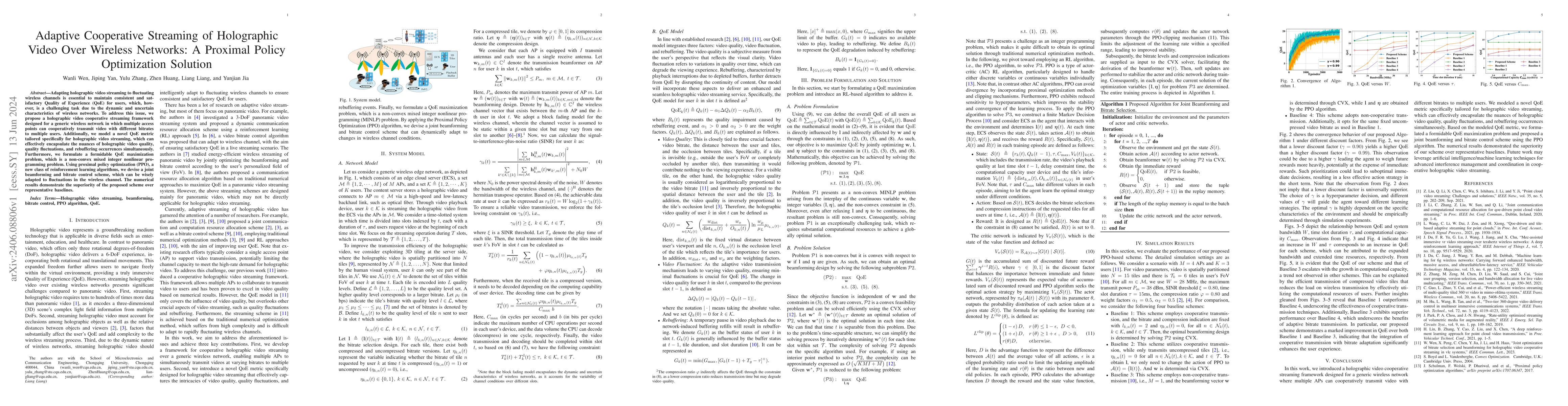 Thumbnail for Adaptive Cooperative Streaming of Holographic Video Over Wireless
  Networks: A Proximal Policy Optimization Solution