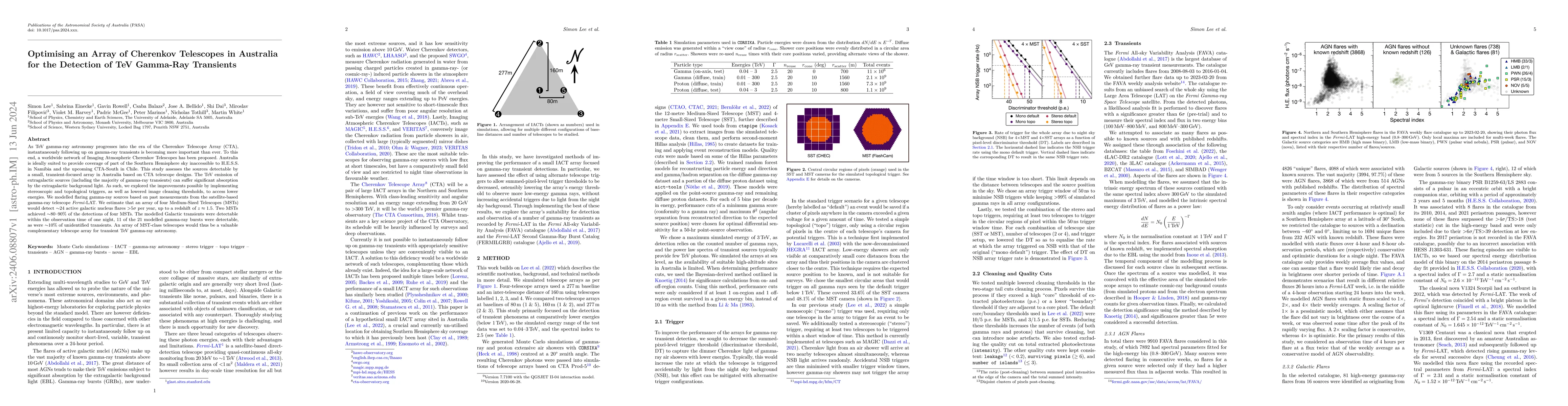 Thumbnail for Optimising an Array of Cherenkov Telescopes in Australia for the
  Detection of TeV Gamma-Ray Transients