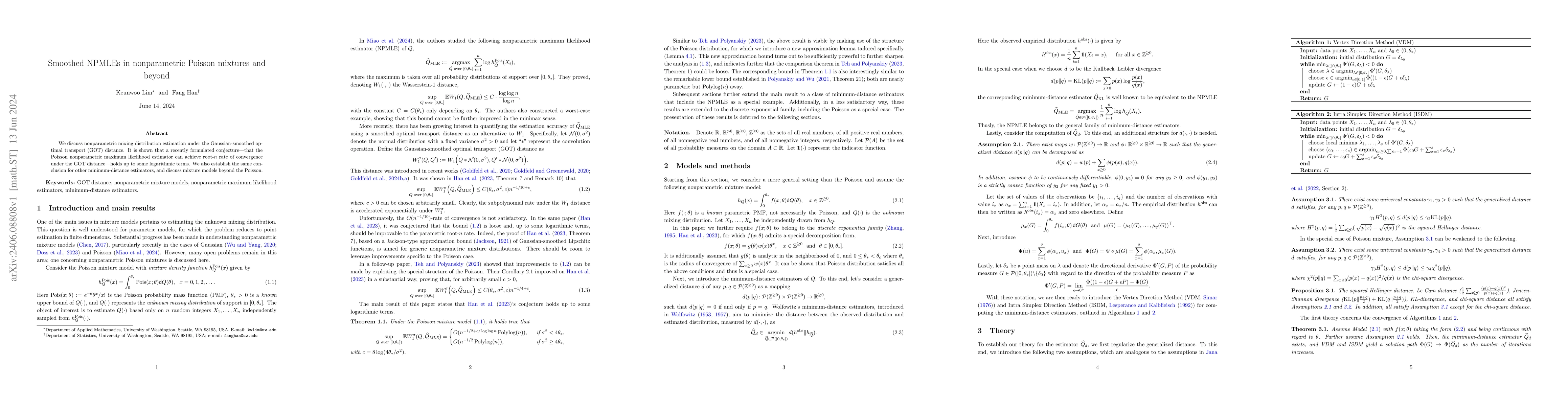 Thumbnail for Smoothed NPMLEs in nonparametric Poisson mixtures and beyond