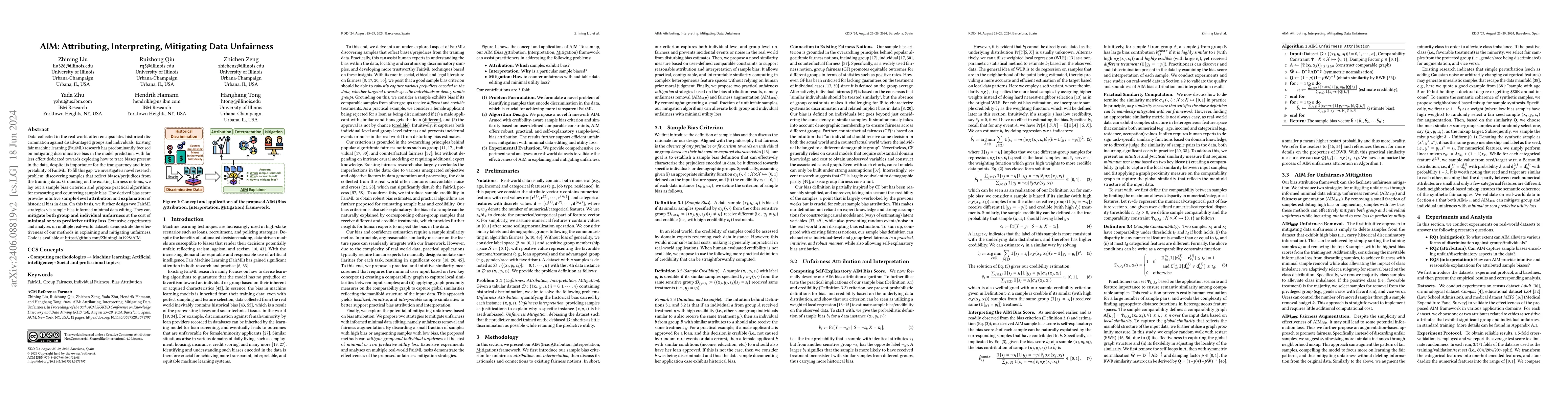 Thumbnail for AIM: Attributing, Interpreting, Mitigating Data Unfairness