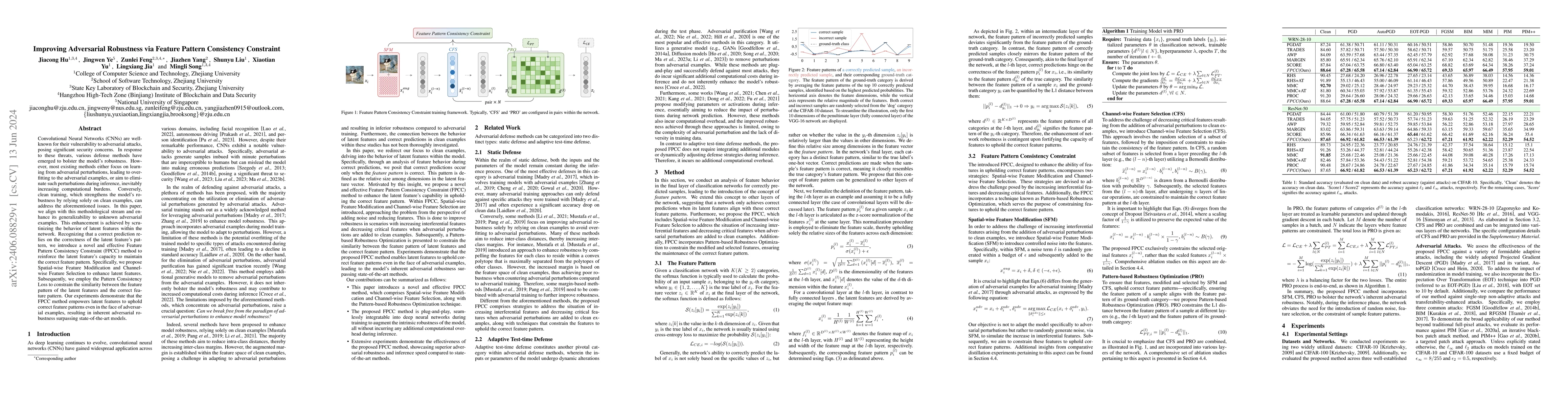 Thumbnail for Improving Adversarial Robustness via Feature Pattern Consistency
  Constraint