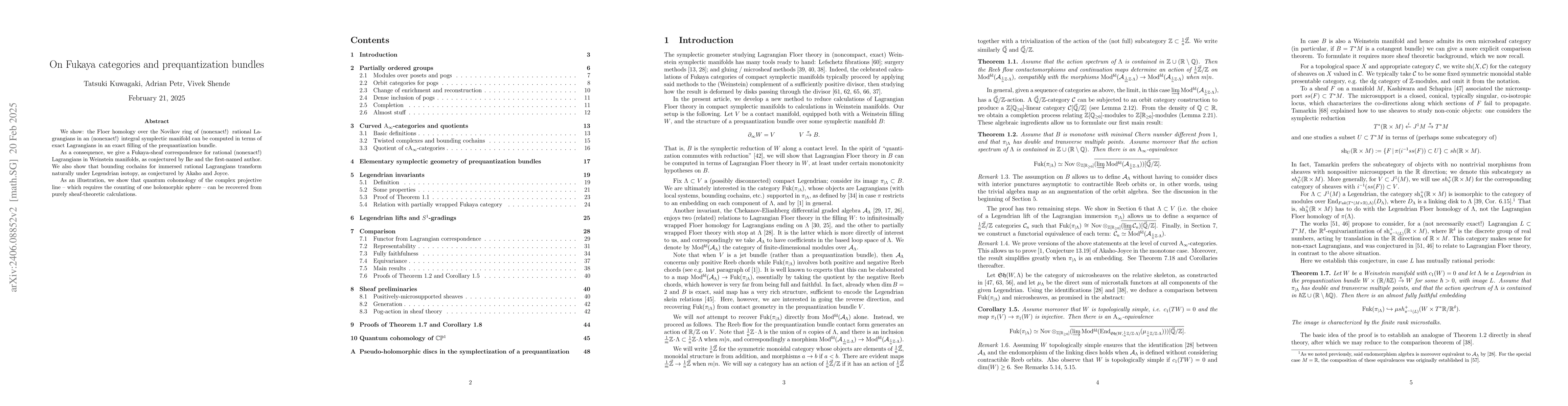 Thumbnail for On Fukaya categories and prequantization bundles