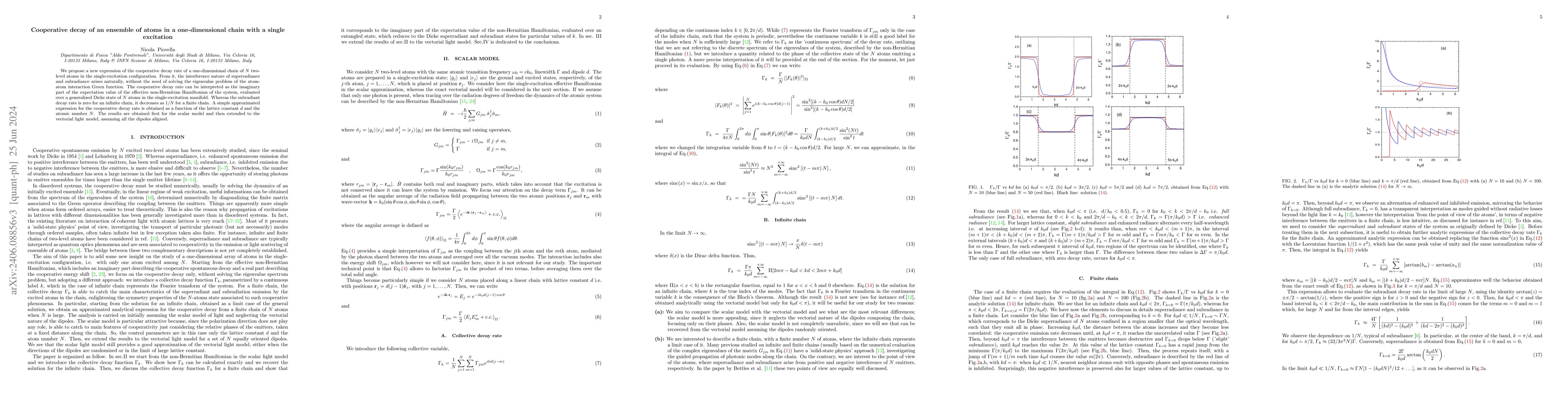 Thumbnail for Cooperative decay of an ensemble of atoms in a one-dimensional chain
  with a single excitation