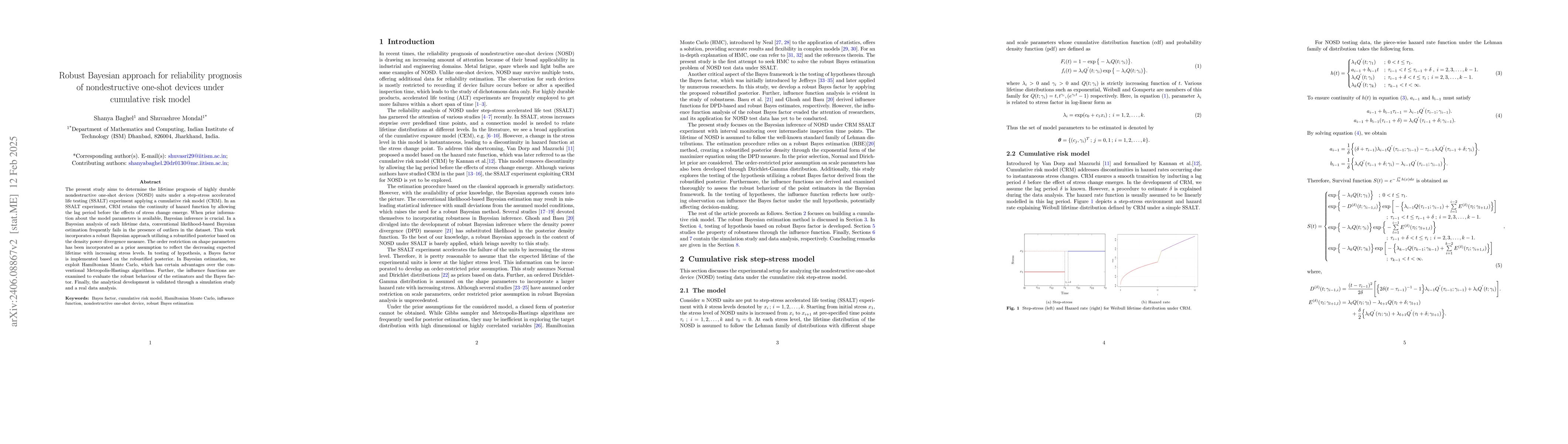 Thumbnail for A Robust Bayesian approach for reliability prognosis of one-shot devices
  under cumulative risk model