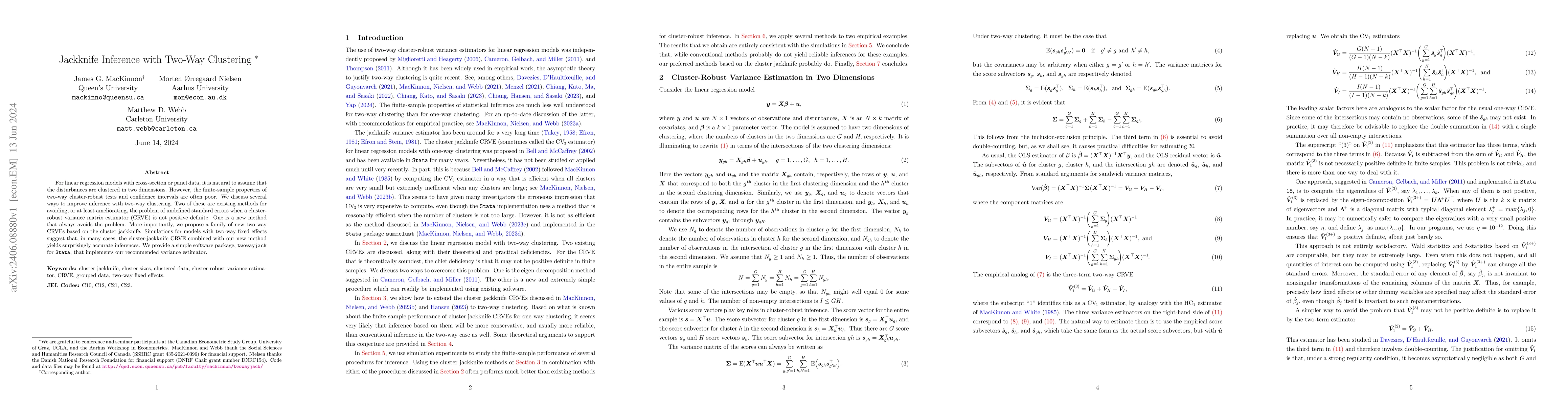 Thumbnail for Jackknife inference with two-way clustering