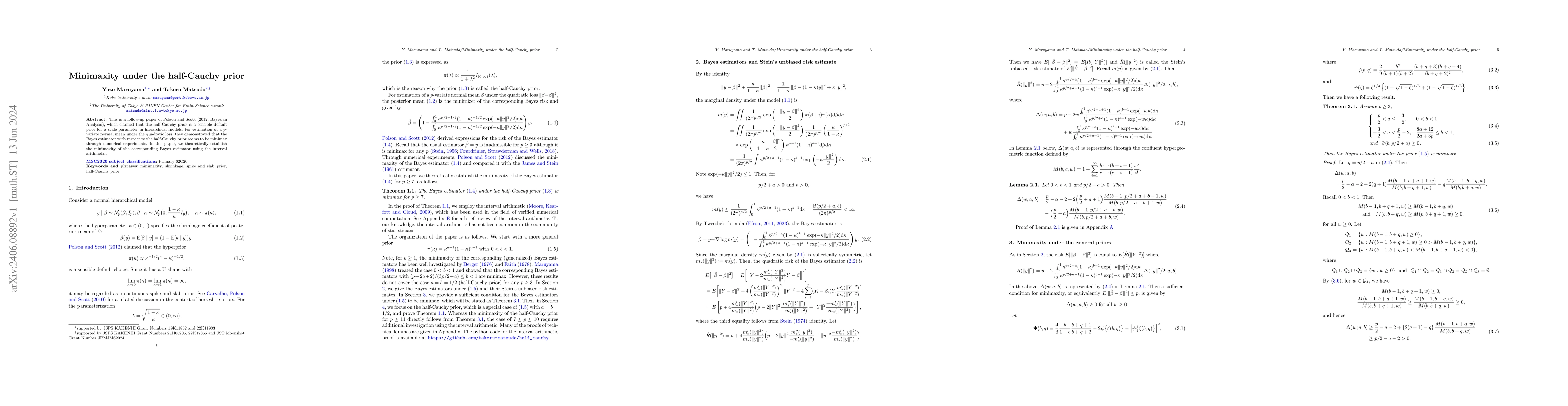 Thumbnail for Minimaxity under the half-Cauchy prior