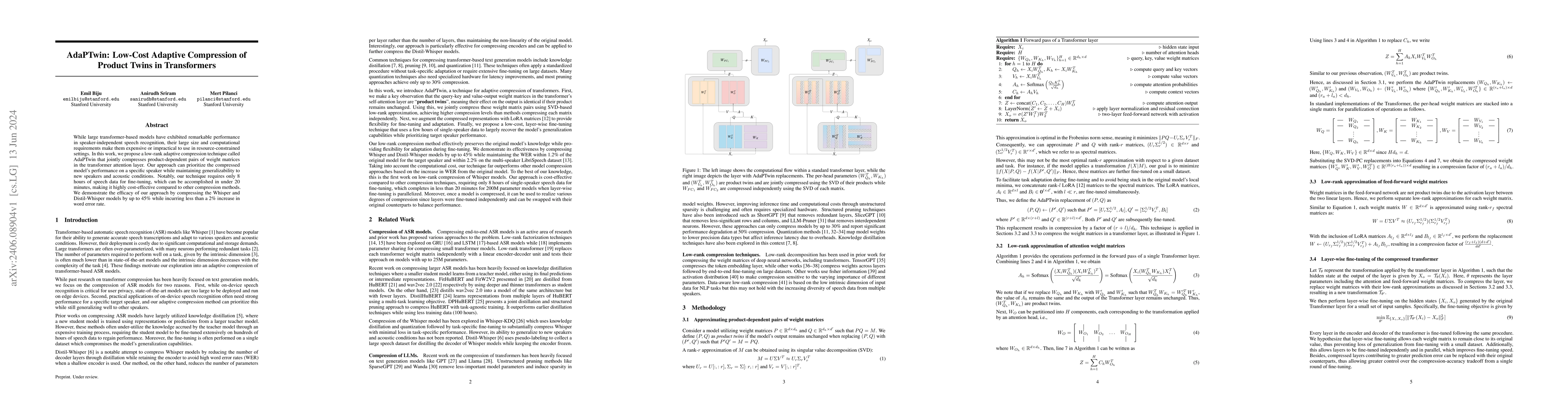 Thumbnail for AdaPTwin: Low-Cost Adaptive Compression of Product Twins in Transformers