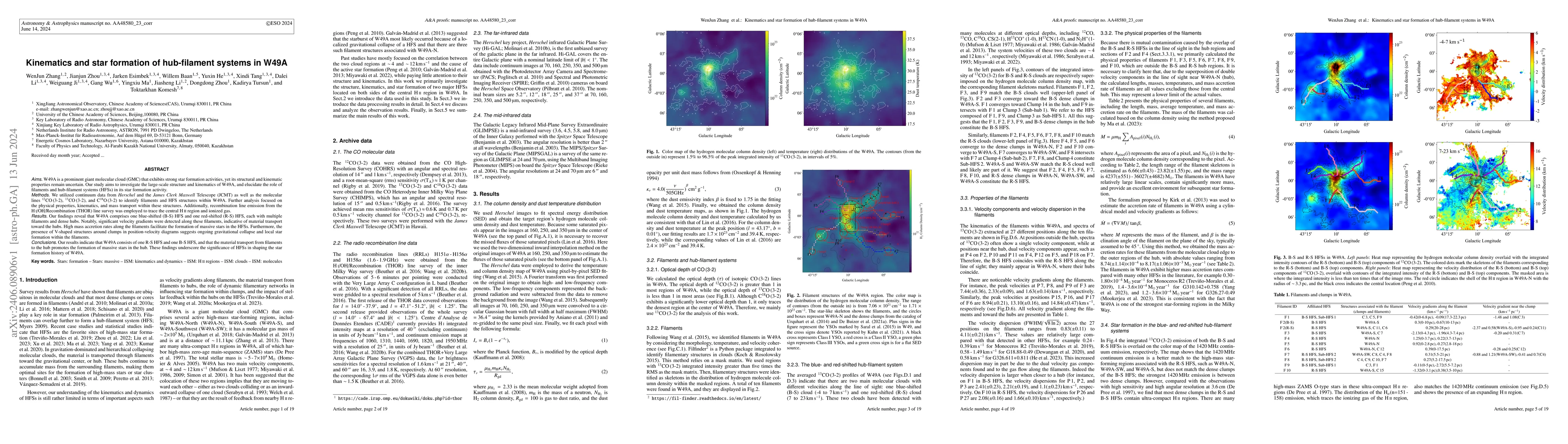 Thumbnail for Kinematics and star formation of hub-filament systems in W49A