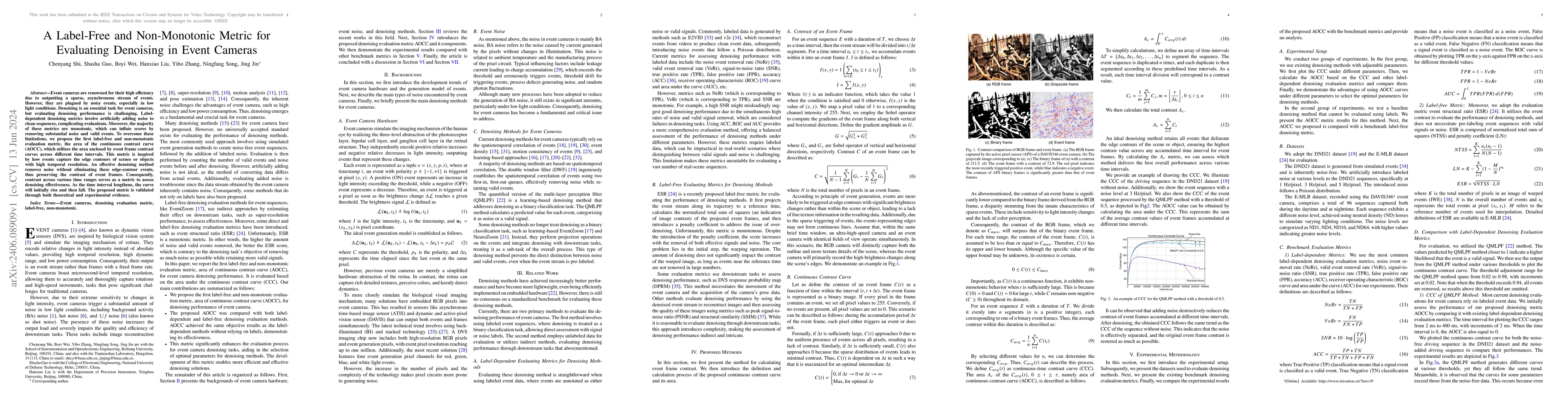 Thumbnail for A Label-Free and Non-Monotonic Metric for Evaluating Denoising in Event
  Cameras