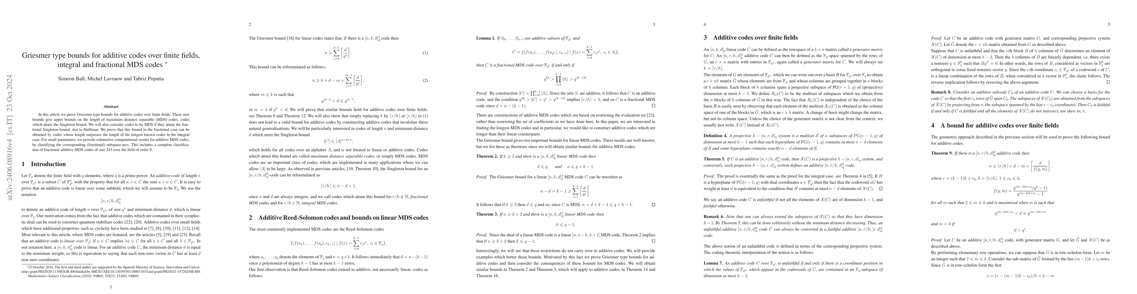 Thumbnail for On additive codes over finite fields