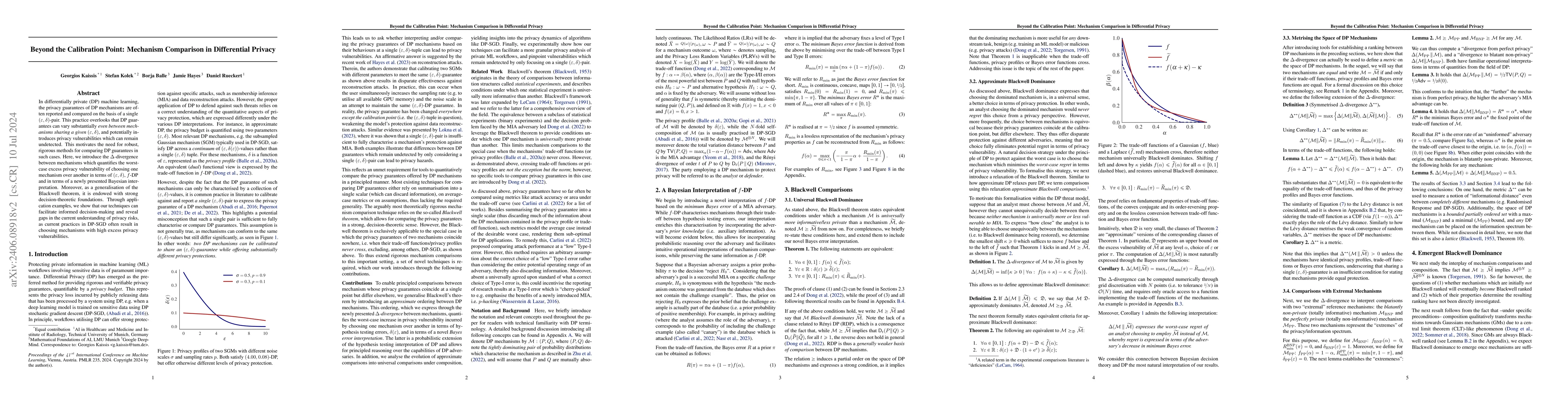 Thumbnail for Beyond the Calibration Point: Mechanism Comparison in Differential
  Privacy