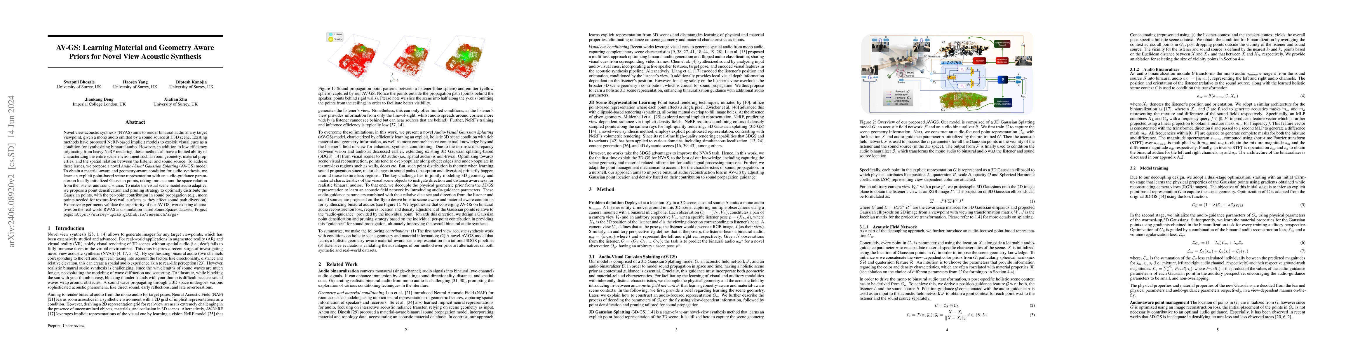 Thumbnail for AV-GS: Learning Material and Geometry Aware Priors for Novel View
  Acoustic Synthesis