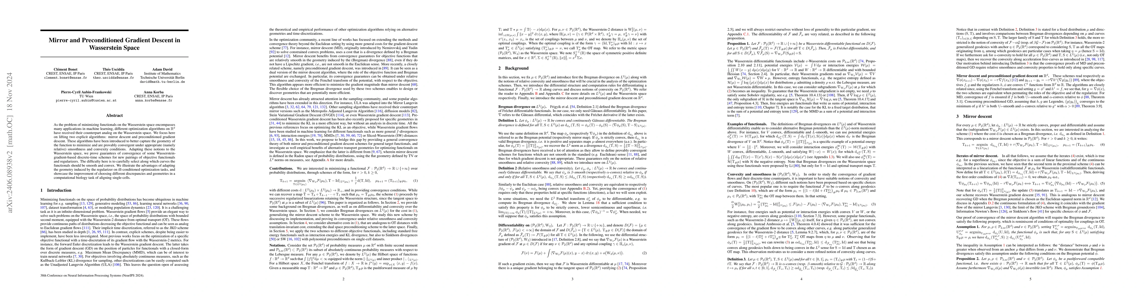Thumbnail for Mirror and Preconditioned Gradient Descent in Wasserstein Space