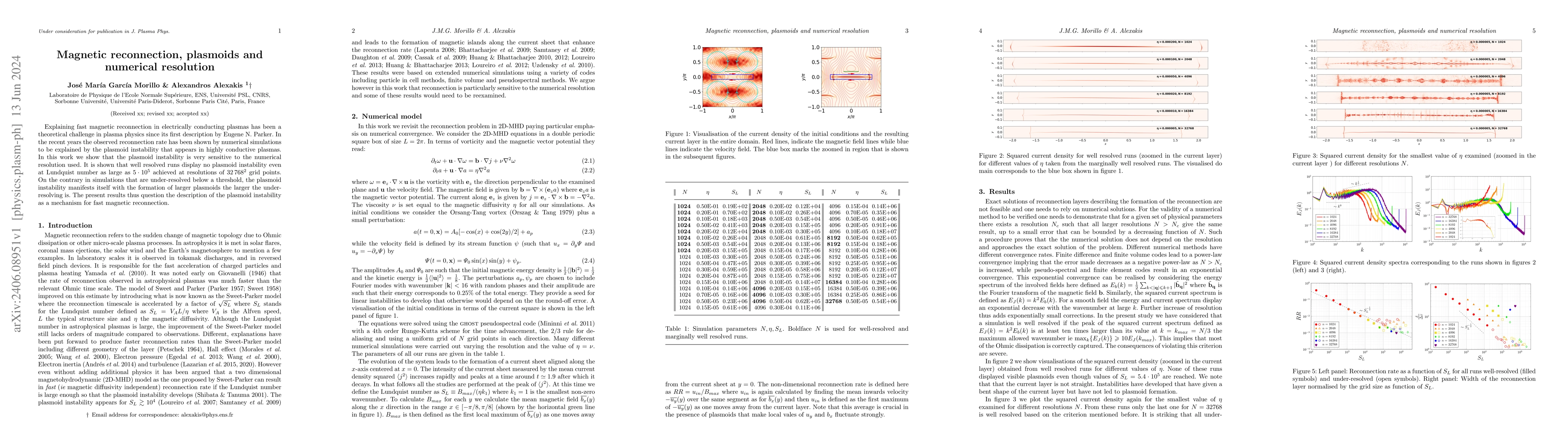 Thumbnail for Magnetic reconnection, plasmoids and numerical resolution