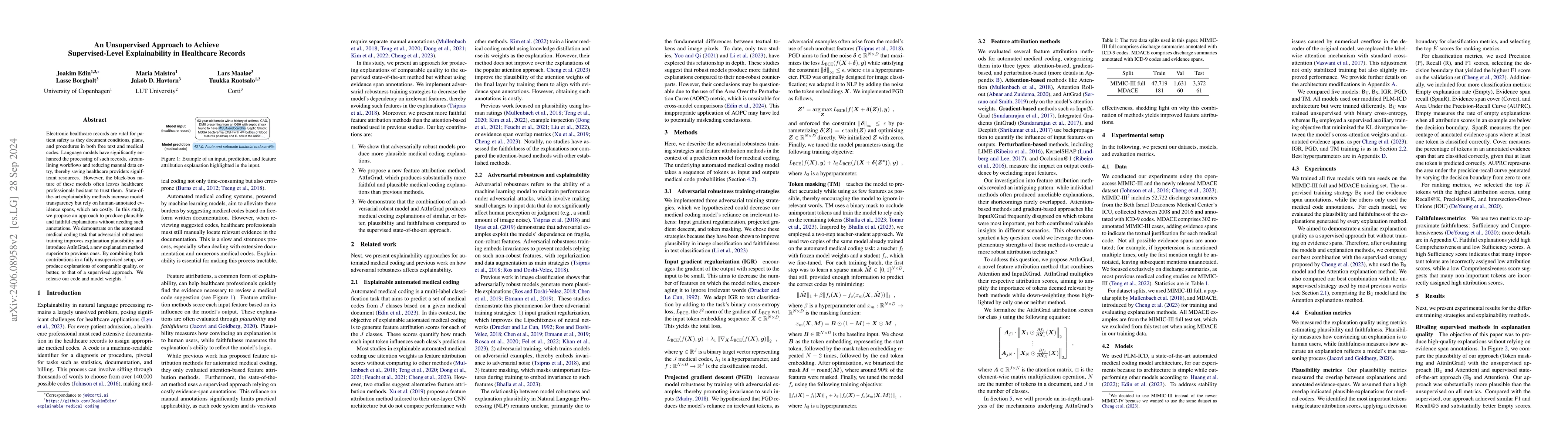 Thumbnail for An Unsupervised Approach to Achieve Supervised-Level Explainability in
  Healthcare Records