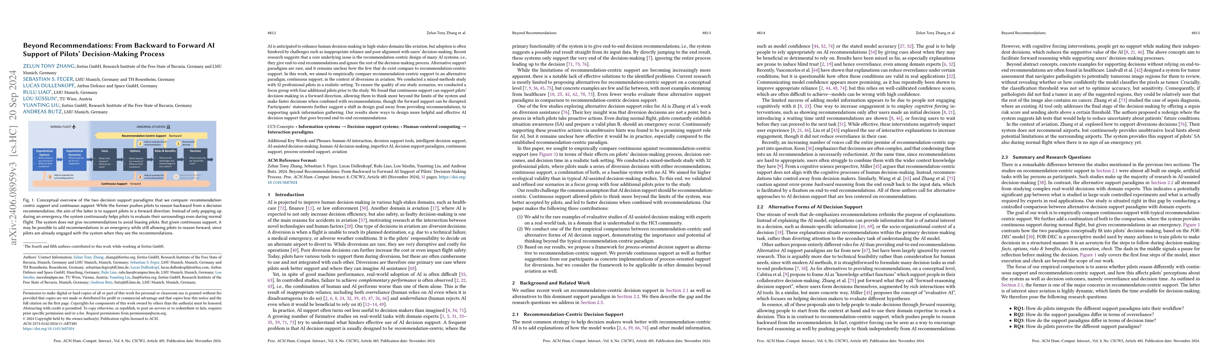 Thumbnail for Beyond Recommendations: From Backward to Forward AI Support of Pilots'
  Decision-Making Process