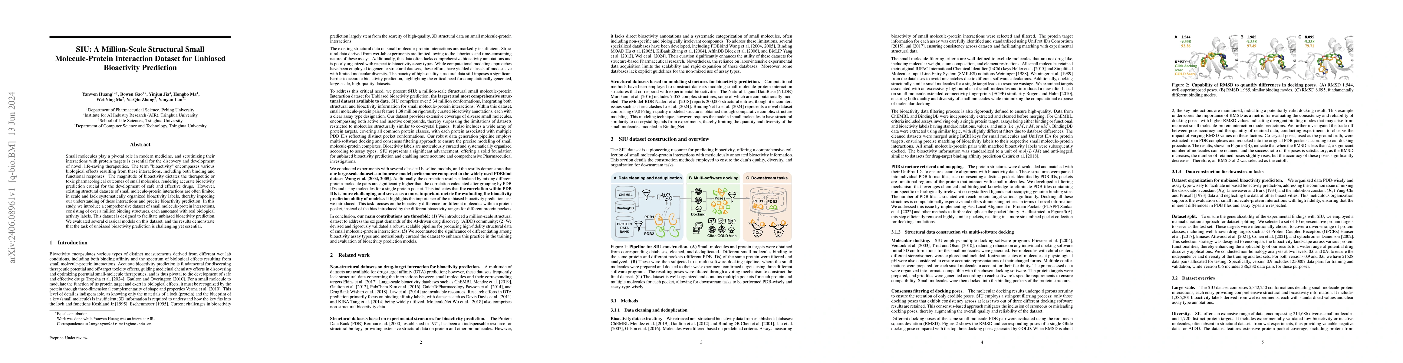 Thumbnail for SIU: A Million-Scale Structural Small Molecule-Protein Interaction
  Dataset for Unbiased Bioactivity Prediction
