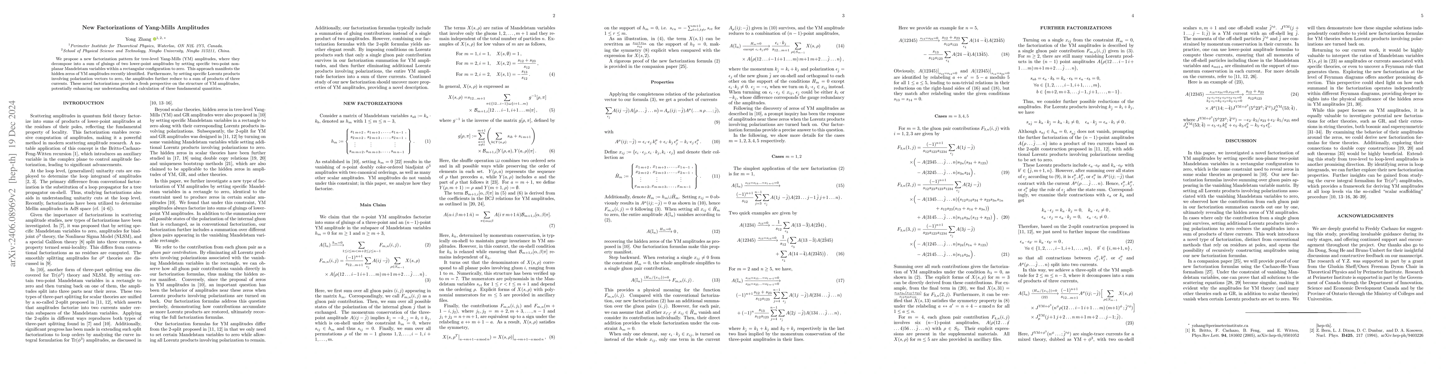 Thumbnail for New Factorizations of Yang-Mills Amplitudes