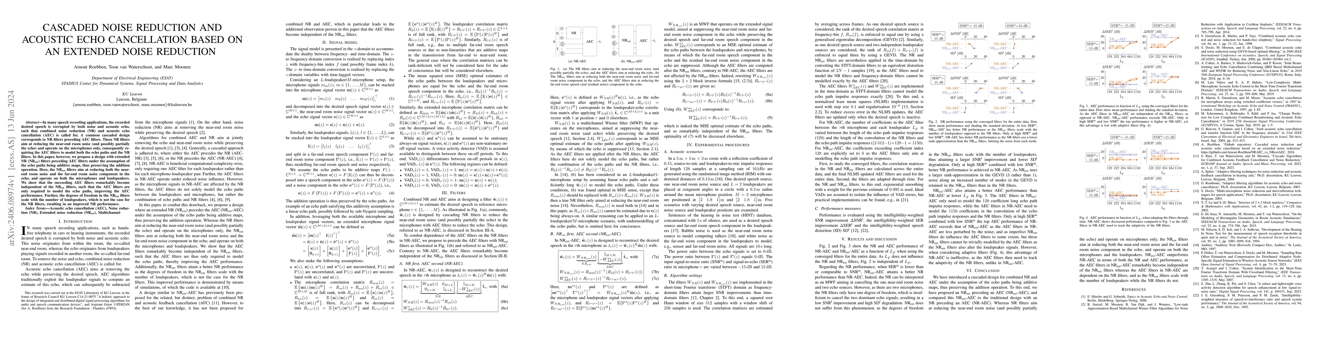 Thumbnail for Cascaded noise reduction and acoustic echo cancellation based on an
  extended noise reduction