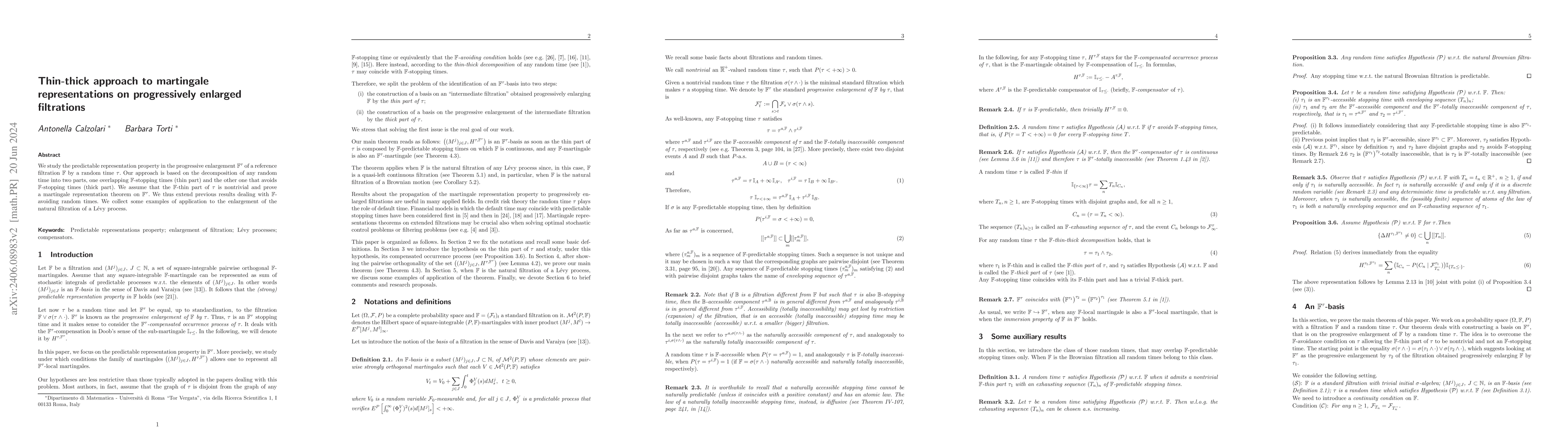 Thumbnail for Thin-thick approach to martingale representations on progressively
  enlarged filtrations