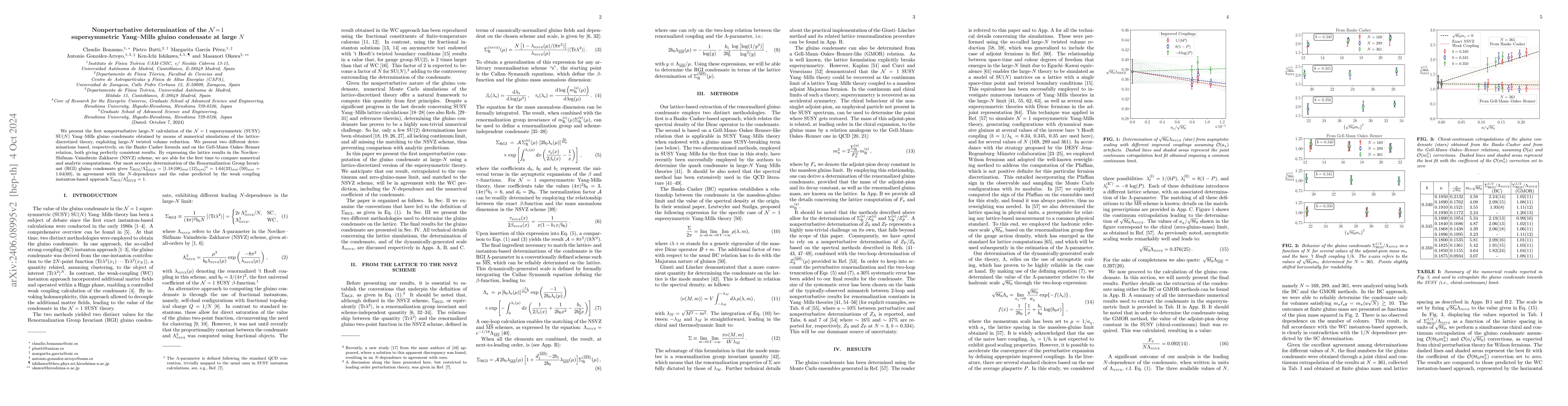 Thumbnail for Non-perturbative determination of the ${\cal N} = 1$ SUSY Yang-Mills
  gluino condensate at large $N$