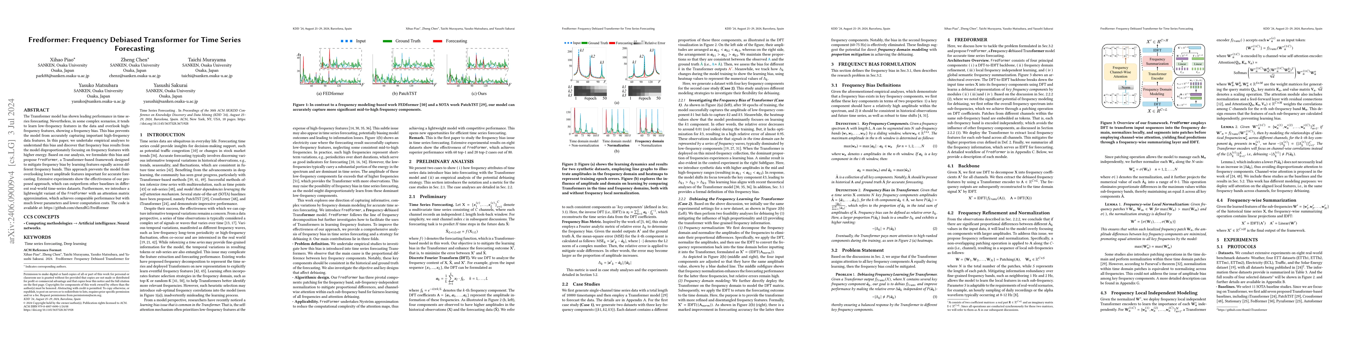 Thumbnail for Fredformer: Frequency Debiased Transformer for Time Series Forecasting