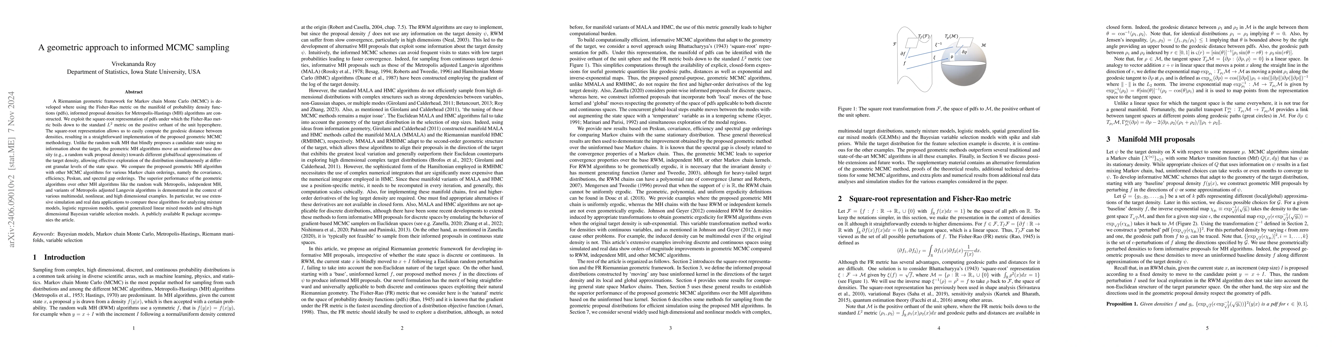 Thumbnail for A geometric approach to informed MCMC sampling