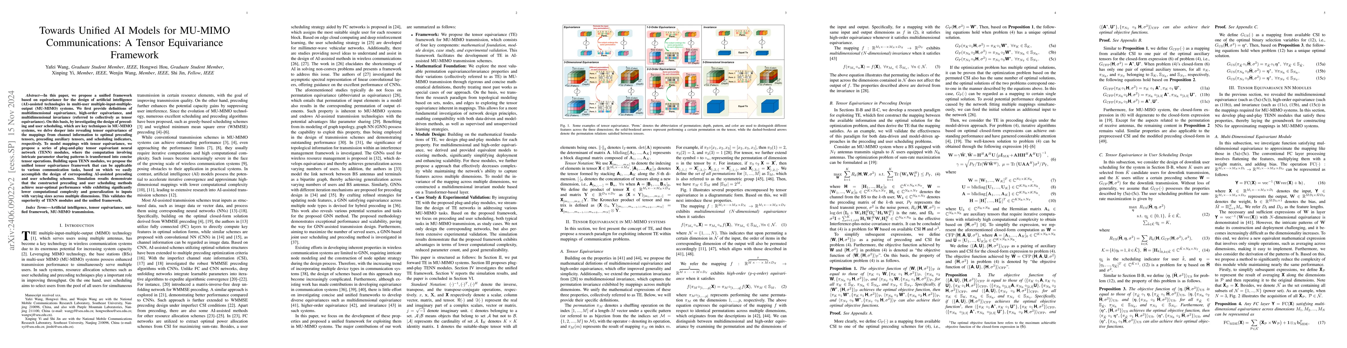 Thumbnail for Towards Unified AI Models for MU-MIMO Communications: A Tensor
  Equivariance Framework