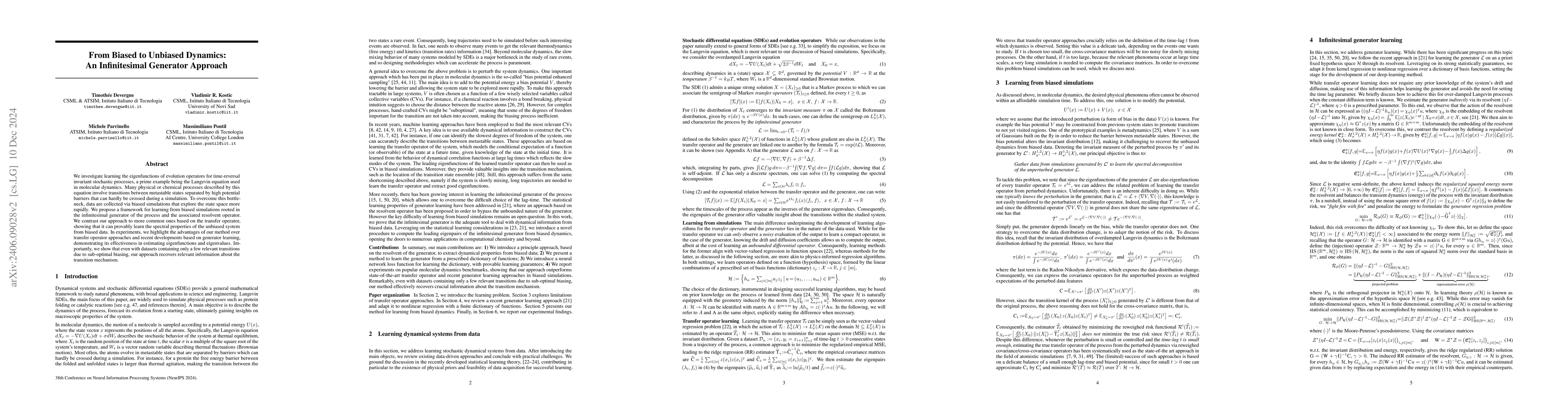 Thumbnail for From Biased to Unbiased Dynamics: An Infinitesimal Generator Approach