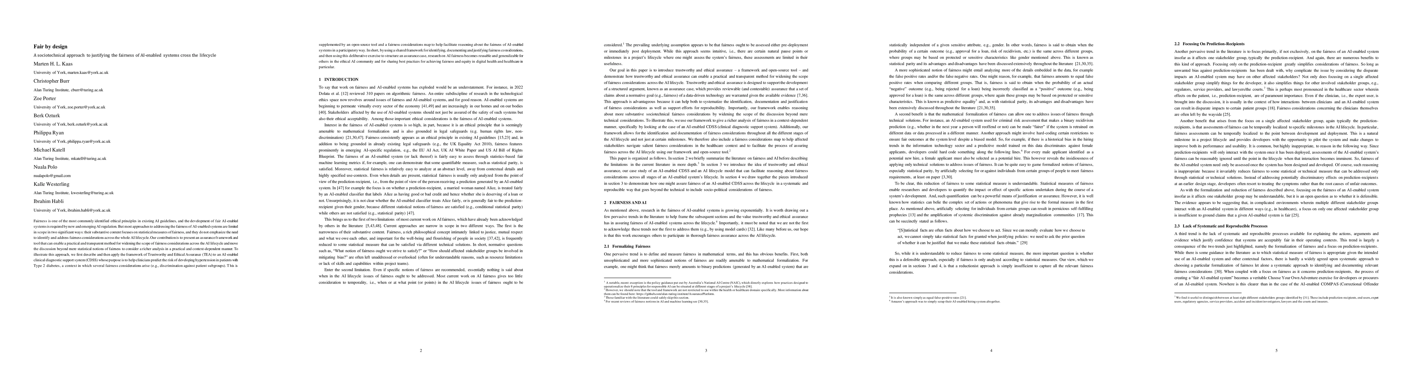 Thumbnail for Fair by design: A sociotechnical approach to justifying the fairness of
  AI-enabled systems across the lifecycle