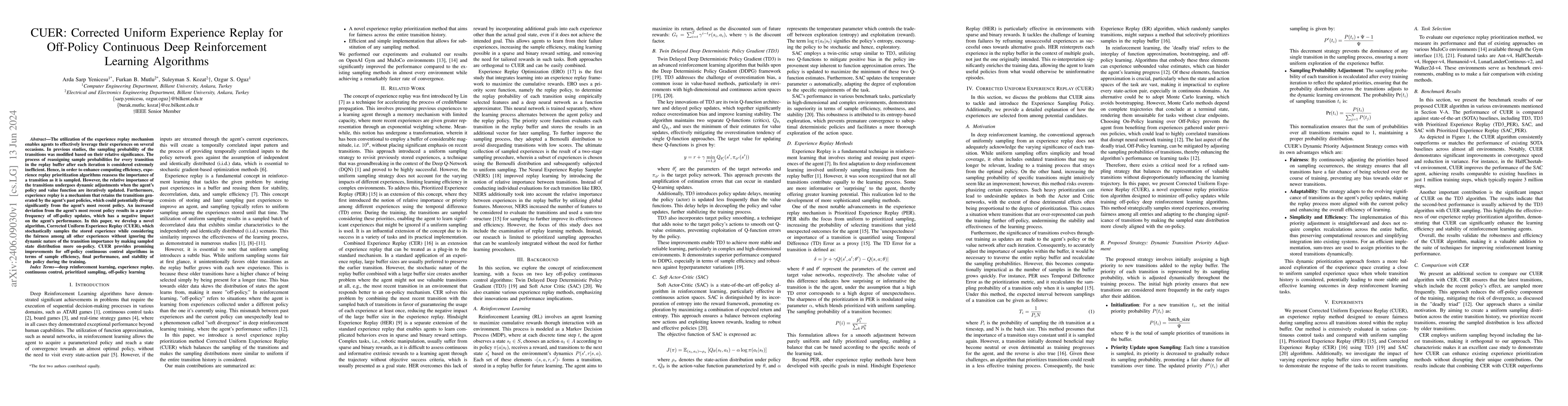 Thumbnail for CUER: Corrected Uniform Experience Replay for Off-Policy Continuous Deep
  Reinforcement Learning Algorithms