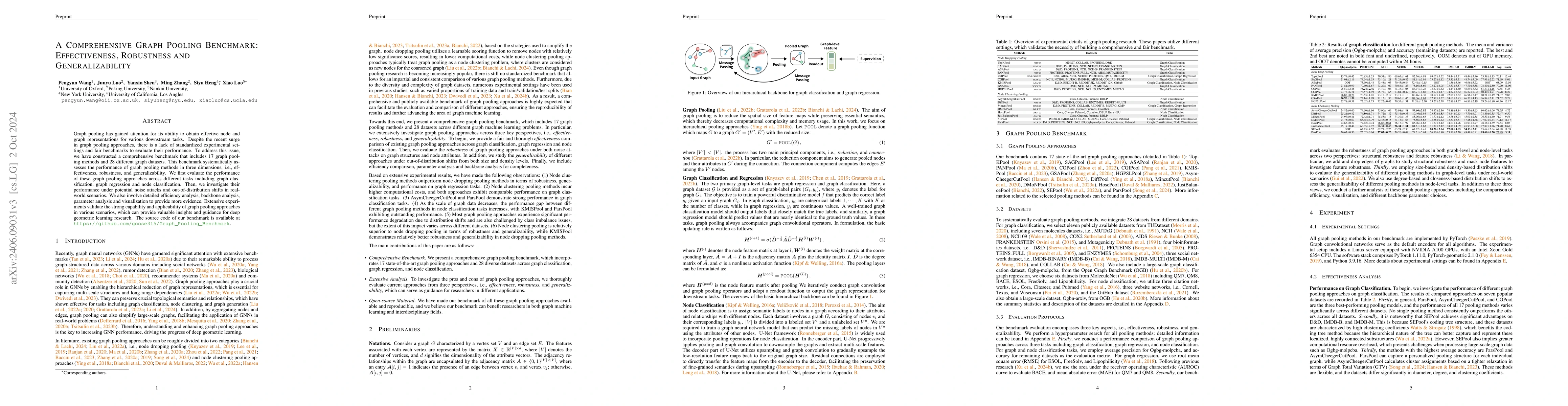 Thumbnail for A Comprehensive Graph Pooling Benchmark: Effectiveness, Robustness and
  Generalizability