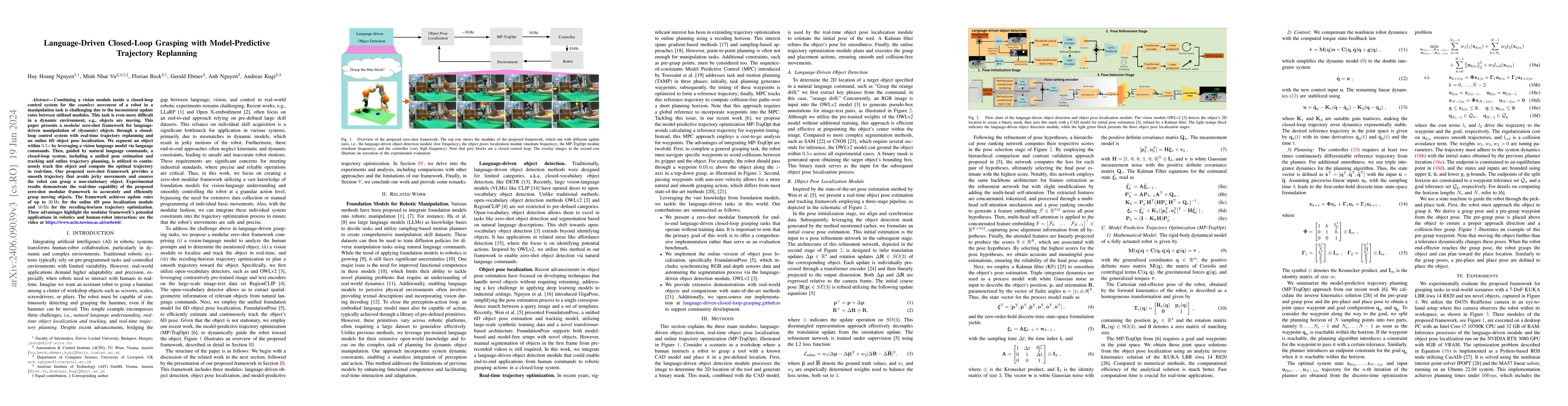Thumbnail for Language-Driven Closed-Loop Grasping with Model-Predictive Trajectory
  Replanning
