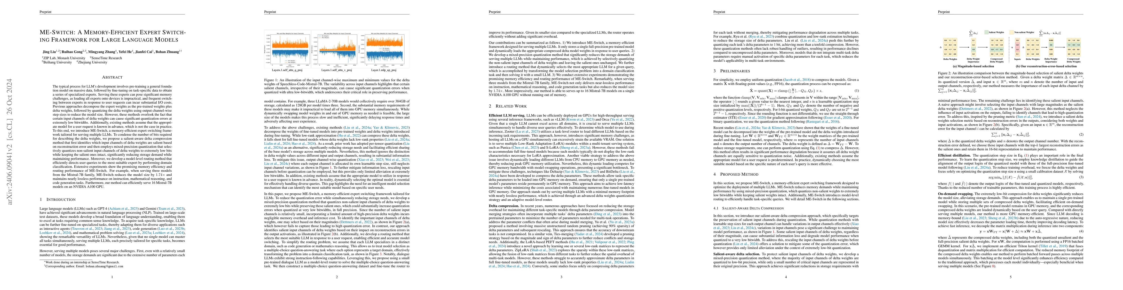 Thumbnail for ME-Switch: A Memory-Efficient Expert Switching Framework for Large
  Language Models