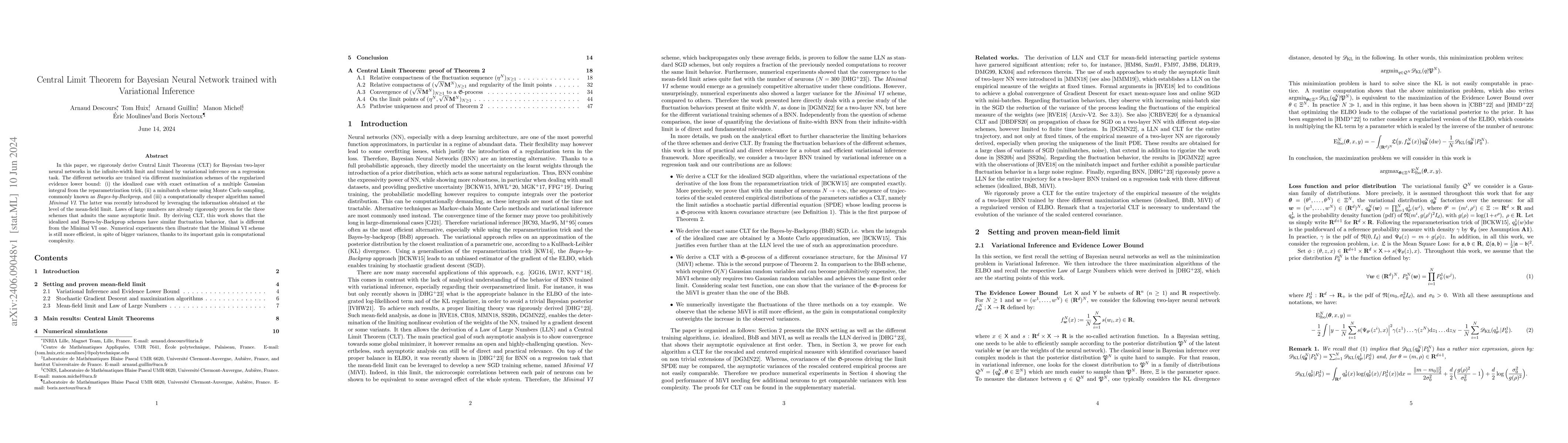 Thumbnail for Central Limit Theorem for Bayesian Neural Network trained with
  Variational Inference