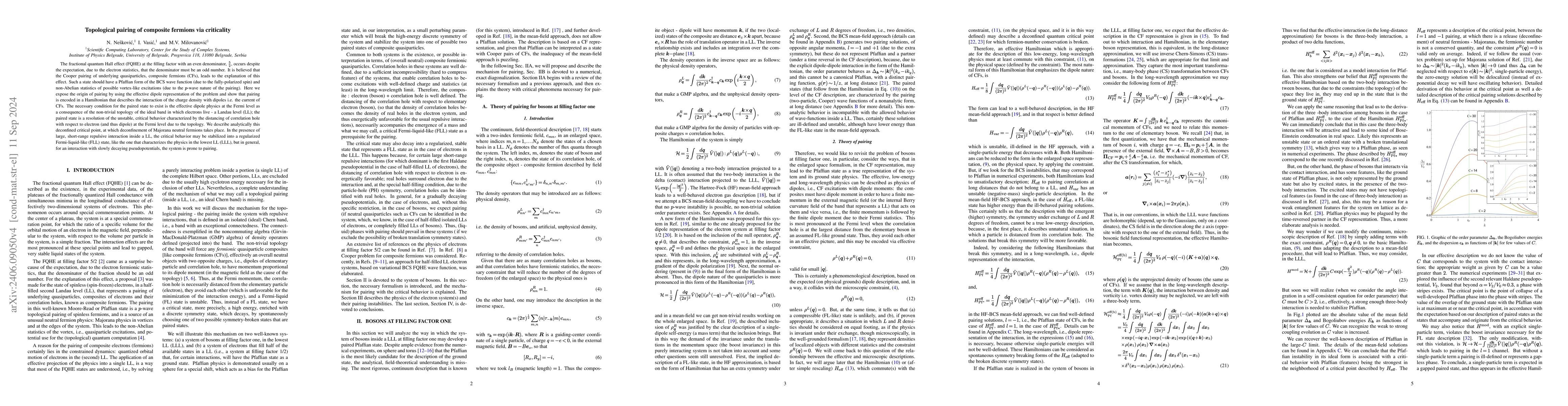 Thumbnail for Topological pairing of composite fermions via criticality