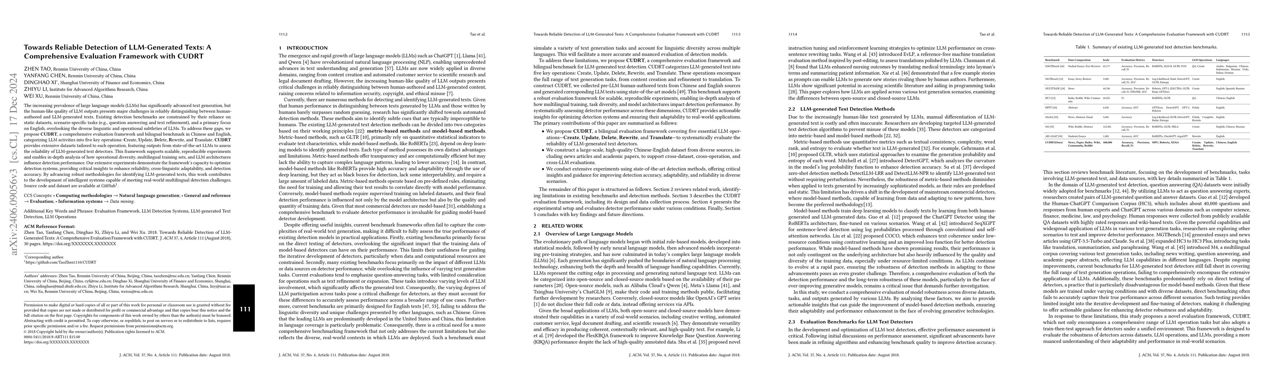 Thumbnail for CUDRT: Benchmarking the Detection of Human vs. Large Language Models
  Generated Texts