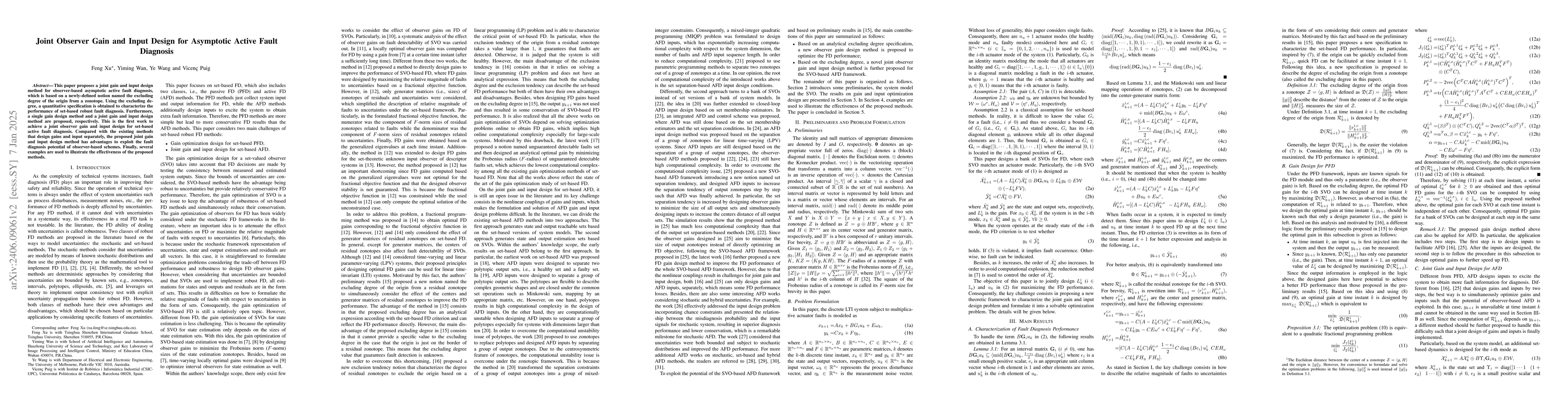 Thumbnail for Joint Observer Gain and Input Design for Asymptotic Active Fault
  Diagnosis