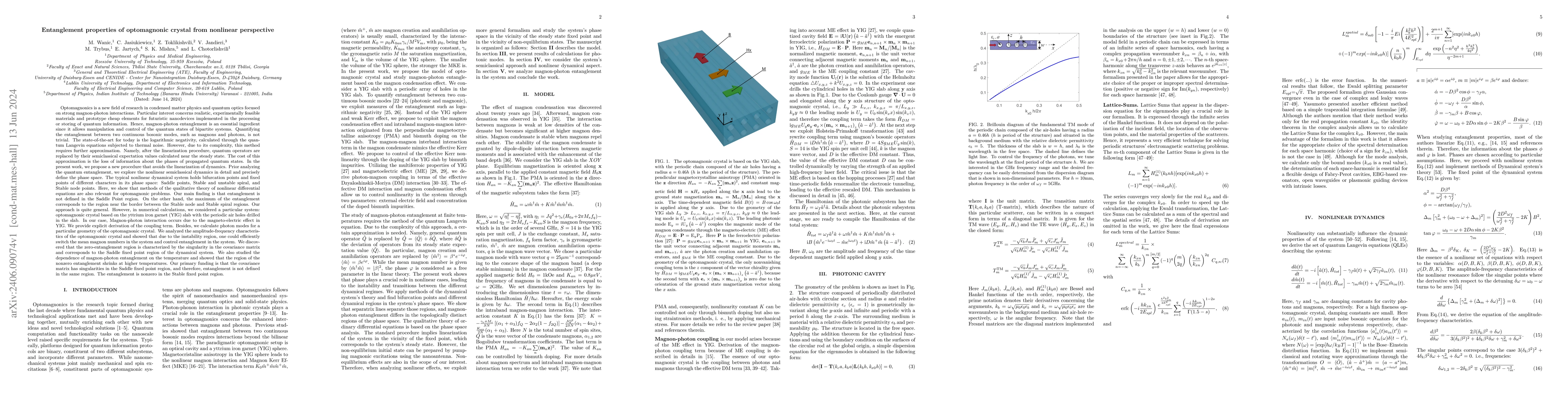 Thumbnail for Entanglement properties of optomagnonic crystal from nonlinear
  perspective