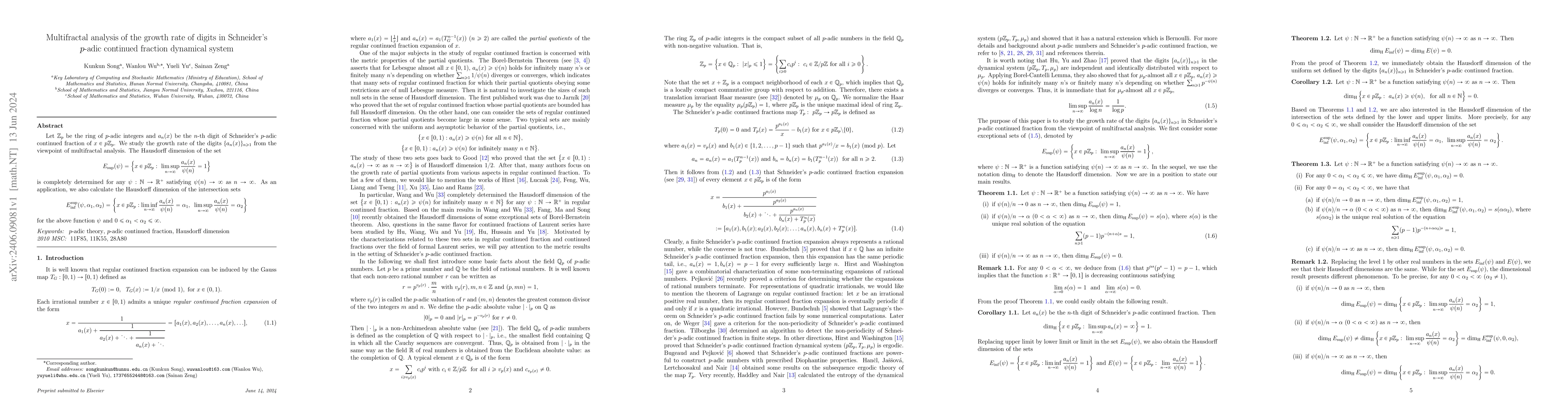 Thumbnail for Multifractal analysis of the growth rate of digits in Schneider's
  $p$-adic continued fraction dynamical system