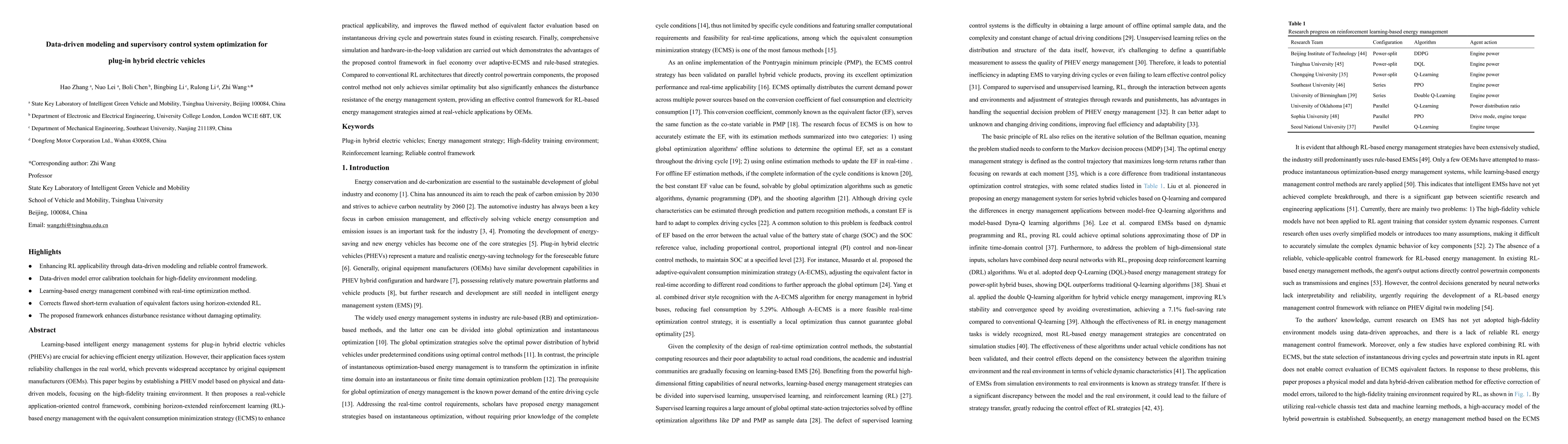 Thumbnail for Data-driven modeling and supervisory control system optimization for
  plug-in hybrid electric vehicles